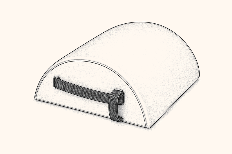Illustration of a Small Barrel: a freestanding wooden half-barrel sized for the lower back.